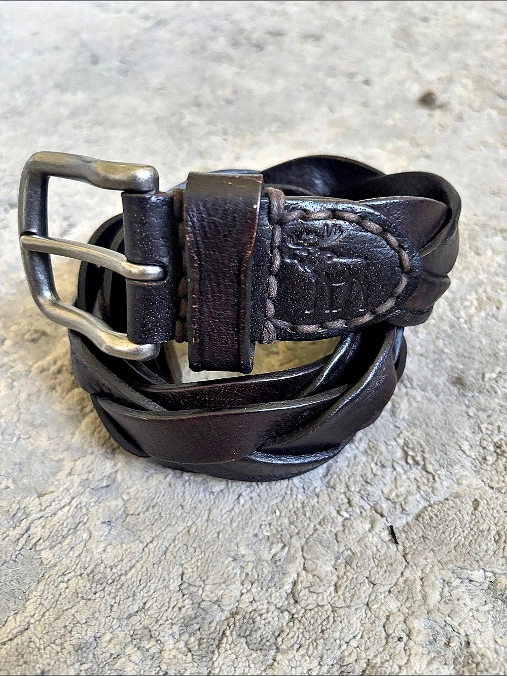 Y2K Abercrombie Leather Braided Belt in Brown Size Medium